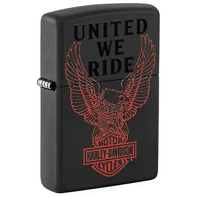 Zippo Windproof Lighter Harley Davidson United We Ride Black Matte Finish 48983 • $81.73