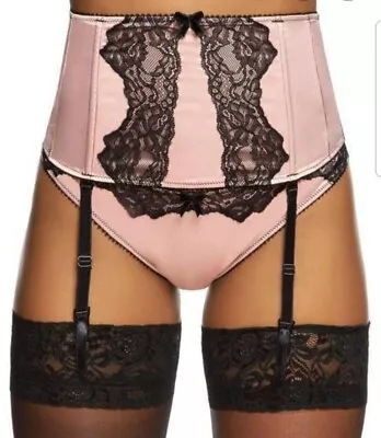 Ann Summers Pink Satin & Lace Waspie Suspender Belt Aleece Size Small 8 10 • £10.95