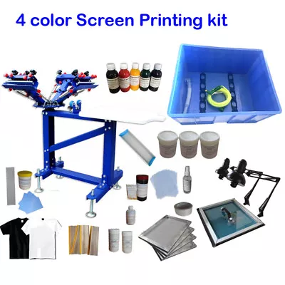 4 Color 1 Station Screen Printing Kit Press Printer Exposure Unit Screen Frame • $1104.50