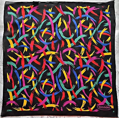 Scarf Vintage Authentic Missoni Abstract Art Logo Chiffon Silk 15  Small Square • $25.50