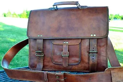 New Buffalo Leather Briefcase Laptop Messenger Bag Shoulder Genuine Handbag  • $49.59
