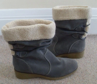£5 • Buy Bnwob - Grey Suede Fleece Lined Pull On Ankle Boots - Lands End - Size 6