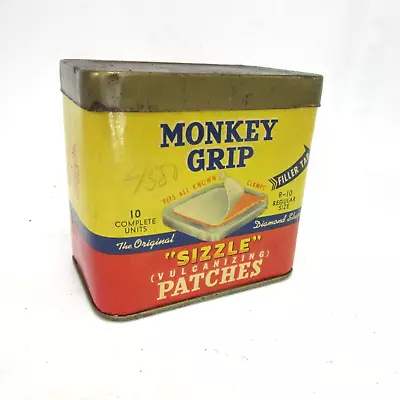 Monkey Grip Sizzle Bike Tire Patch Tin/Cardboard Composite Can R-10 Reg. Vintage • $20.90