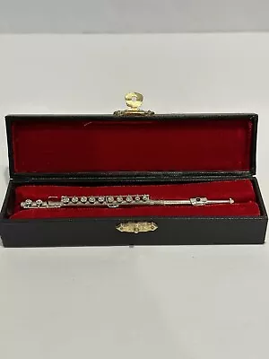 Miniature Silvertone Metal Flute Replica Musical Instrument In Lined Case • $25