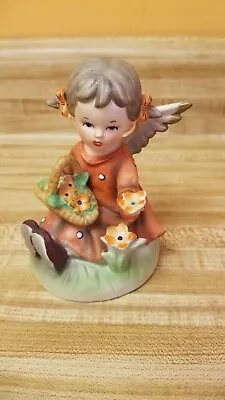 Rare Vintage UCAGCO Girl With Flower Basket/Orange Flowers/Wings- Made In Japan • $20