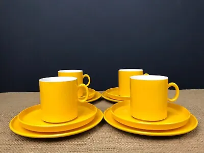 Set 4 X Vintage Gaydon Encore Yellow Melamine Trios Cups & Saucers-camping Vw • £25