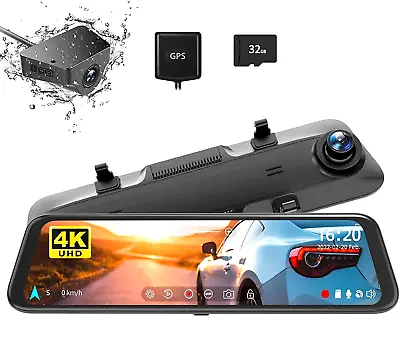 $264.99 • Buy WOLFBOX 4K Mirror Dash Cam 12in Rear View Mirror Dual Dash Camera Front And Rear