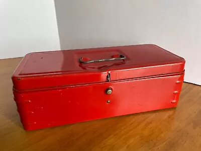 Vtg Industrial Decor Metal Toolbox Red Tackle Box 11.5 X 5 X 4 • $19.99