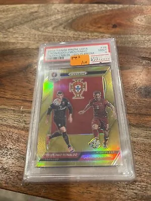 2016 Panini Prizm Uefa Euro Gold Prizm C. Ronaldo/ J. Mouton Gold /10 Psa 9 Pop2 • $1250