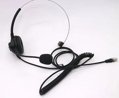 £8.32 • Buy Over Head Call Center Telephone Headset Adjustable Boom Mic 4-pin RJ9 BLACK