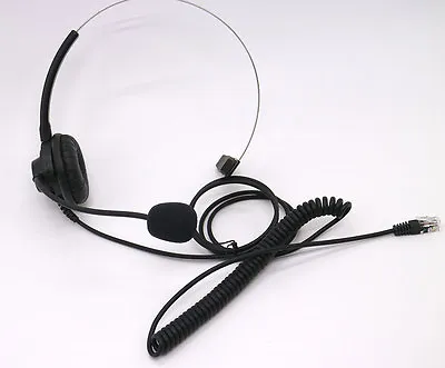 Over Head Call Center Telephone Headset Adjustable Boom Mic 4-pin RJ9 BLACK • £8.32