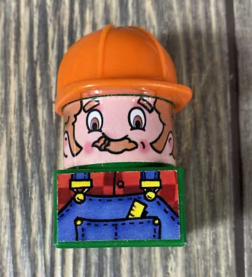 Vintage Mega Bloks Orange Construction Hat Man With Green Bottom Block Toy  • $14.99