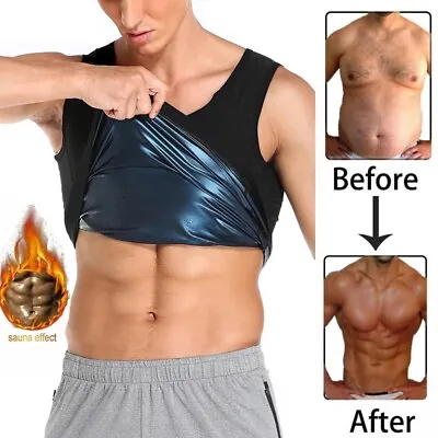 Men Workout Heat Trapping Sauna T-shirt Slim Vest Tank Top Waist Trainer Shaper • $14.24