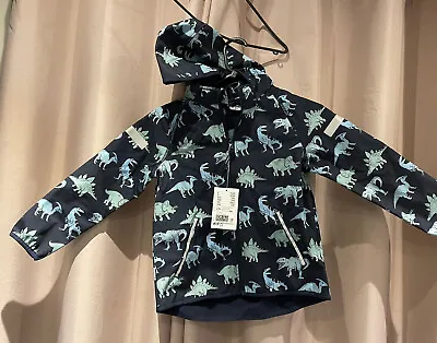 £16.55 • Buy H&M 7-8 Years Boys Dinosaur Pattern Coat Fleece Lined Detachable Hood Waterproof