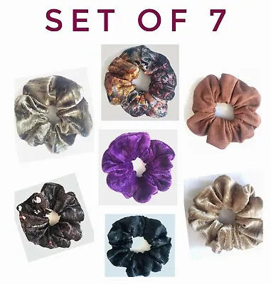 SET Of 7 Mixed Velvet Non-velvet Hair Scrunchies For Ponytail Holder & Hair Tie • £3.59