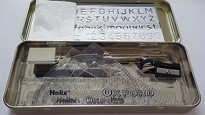 £7.99 • Buy Helix Oxford School Maths Geometry Set In Tin Compass Protractor 15cm Ruler