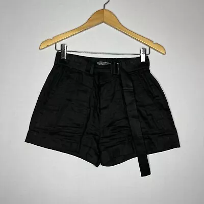 Vince Black High Waist Linen Blend Belted Women’s Summer Shorts Size S • $24.50