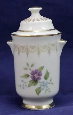 Minton Bone China Flower Two-Handle Covered Miniature 3  Urn/Vase Franklin Mint • $24