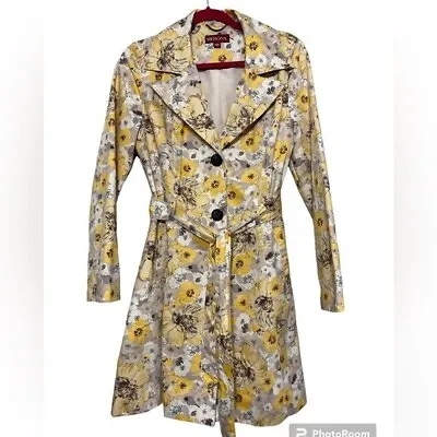 Merona Trench Coat Women Floral In Size M 100% Cotton • $15