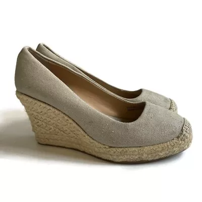 J Crew Seville Metallic Espadrille Wedges Shoes Womens 6.5 • $35