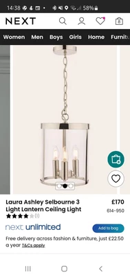 £72 • Buy Laura Ashley Selbourne 3 Light Lantern 