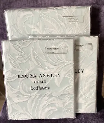 Laura Ashley Fowey Jacquard Duck Egg SINGLE Bed Duvet Cover + 2 Pillowcases  NEW • £60