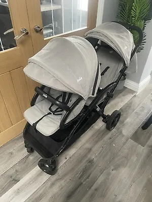 Joie Evalite Duo Double Tandem Baby Stroller Buggy -Grey With Raincover • £129.99