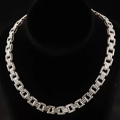 VTG Sterling Silver - MEXICO TAXCO 10mm Panther Chain 17  Heavy Necklace - 68.5g • $5.50