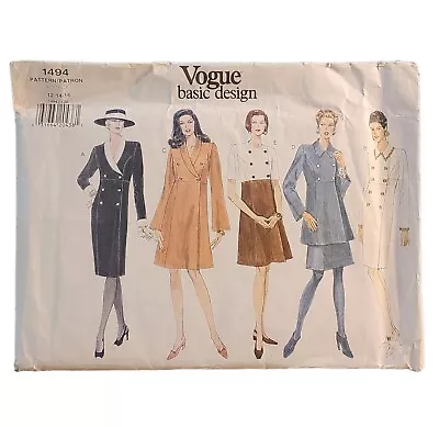 Vogue Basic Design Misses Dress Tunic Skirt Pattern 1494 Size 12 14 16 • $12