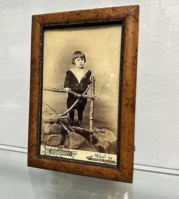 Old 19 XIX Century Wooden Picture Frame With Old Photography POKORNY WIen • £29.10