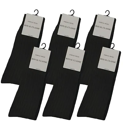 6 Pairs Women Dress Socks Solid BLACK Ribbed Thin Cotton Socks Size 9-11 • $12.50