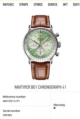 Breitling Navitimer Green Watch - AB0139211L1P1         • $4500