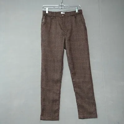 Kuwalla Plaid Trouser Pants Womens S Brown Tweed Embroidered Streetwear Casual • $19.48