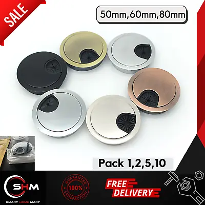 50mm 60mm 80mm PC Computer Desk Plastic Grommet Table Cable Tidy Wire Hole Cover • £2.34