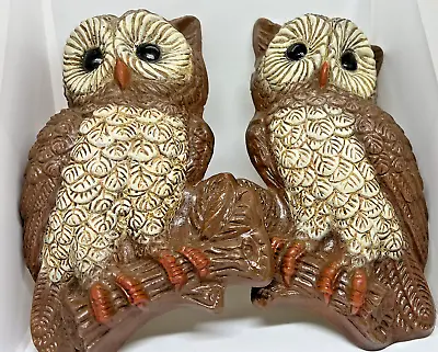 Vintage Owl Wall Hangings Plaques Set Of Two 1970s Molded Plastic Art • $8.96