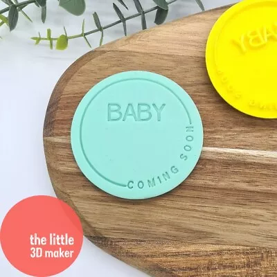 Circle Coming Soon Baby Shower Cookie Cutter Stamp Fondant Embosser • $6.95