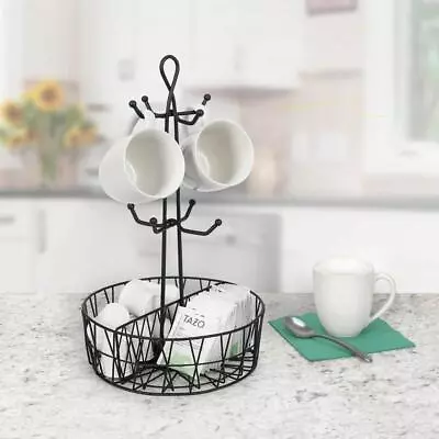 Cup Mug Storage Tree Coffee Tea Stand Rack Holder Steel Kitchen Organizer Black • $27.62