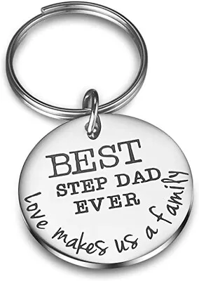 £2.50 • Buy Silver Coloured  Key Ring For Best Step-Dad Ever Love Makes Us A Family.