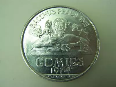 1974 New Orleans Mardi Gras  Bachhus Reads The Comics  Doubloon Token       2355 • $13.95