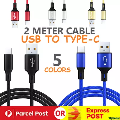 2 Meter USB To Type C Charger Cable 3A Fast Charging Lead Data Cord For Samsung • $3.10