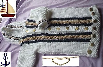 Baby Knitting Pattern Sleeping Bag. Sailor Nautical Chunky Cable Papoose. • £2.99