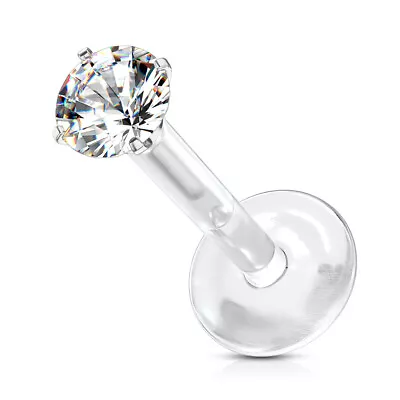 £3.99 • Buy Gem Push In Bio Flex Labret, Monroe, Ear Cartilage, Tragus 1.2mm X 6 / 8mm