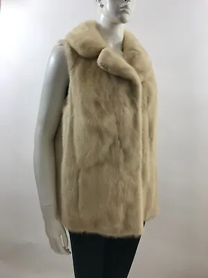 Sz S - Beautiful & Soft Blonde Cream Mink Fur Vest Coat - Vintage Fur • $299.99