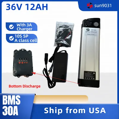 36V12Ah EBIKE Battery Lithium Ion BMS Bottom 4 Ports Electric Bicycle 750W Motor • $165.99