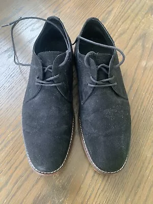 Men’s M & S Suede Shoes Colour Black Size 8.5 Lace Up Vgc • £10