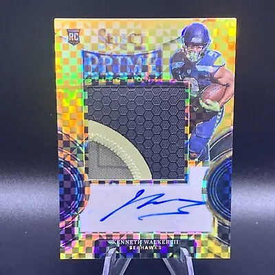 KENNETH WALKER Gold 10/10 RPA Rookie Military Patch Auto 2022 Select Seahawks RC • $225