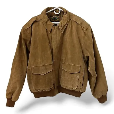 Global Identity G-111 Suede Leather Jacket Tan XL 4 Pockets Front 1 Inside. • $50