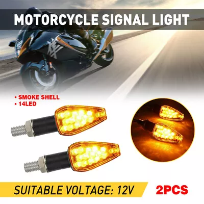 2PCS Amber Motorcycle Smoke LED Turn Signals Indicator Lights Front / Rear • $8.54