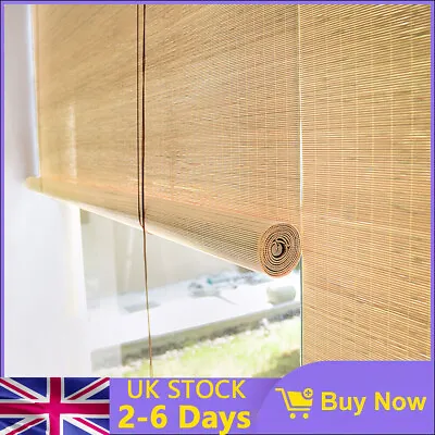 Roller Blinds 100x160cm Natural Bamboo Window Sunscreen Drape Curtain Shades UK • £12.99