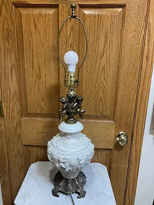 $100 • Buy Vintage Accurate Castings Ceramic And Brass Cherubs Lamp